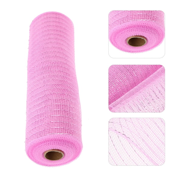 OUNONA 1Pcs Pink Mesh Ribbon Wreath Making Material for Craft Projects and Floral Designs 9.8x10.2in