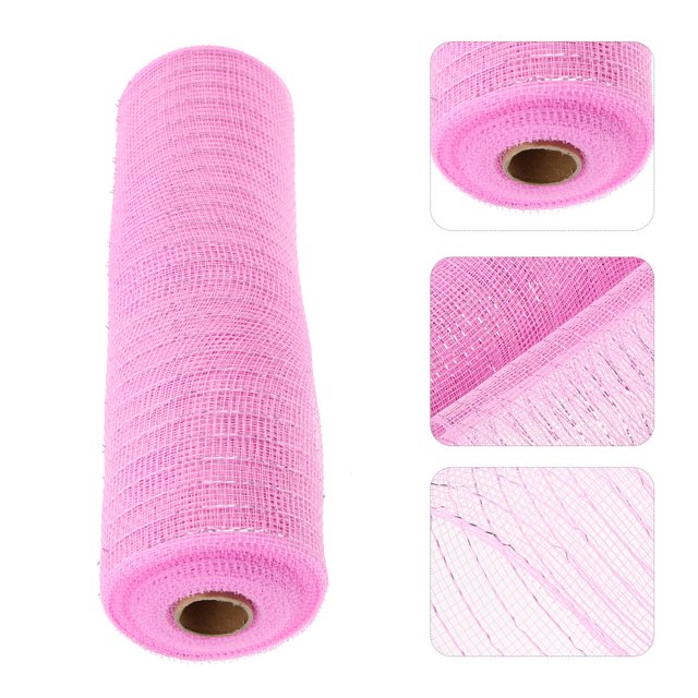 OUNONA 1Pcs Pink Mesh Ribbon Wreath Making Material for Craft Projects and Floral Designs 9.8x10.2in