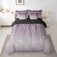 thumbnail image 2 of Homewish Gradient Purple Gray 7 Pieces Bedding Comforter Set,Stripes Print Full Bedding Set,Abstract Geometric Aesthetic Fitted Sheet Flat Sheet For Kids,Microfiber Bedroom Decor Reversible, 2 of 8