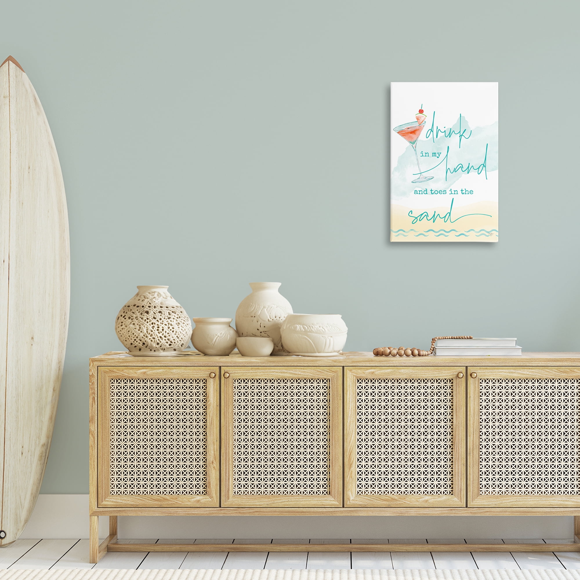 Stupell Industries Drink & Sand Beach Sentiment Text & Numbers Painting Wrapped Canvas Art Print Wall Art, 20 x 30