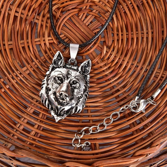 Tibetan Silver Wolf Head Pendant Necklace Amulet Animal Viking Men GiHFMGPTUtWA