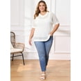 thumbnail image 2 of DARING DIVA Women's Plus Half Sleeve Waffle Knit Blouse Casual Top 1X White, 2 of 6