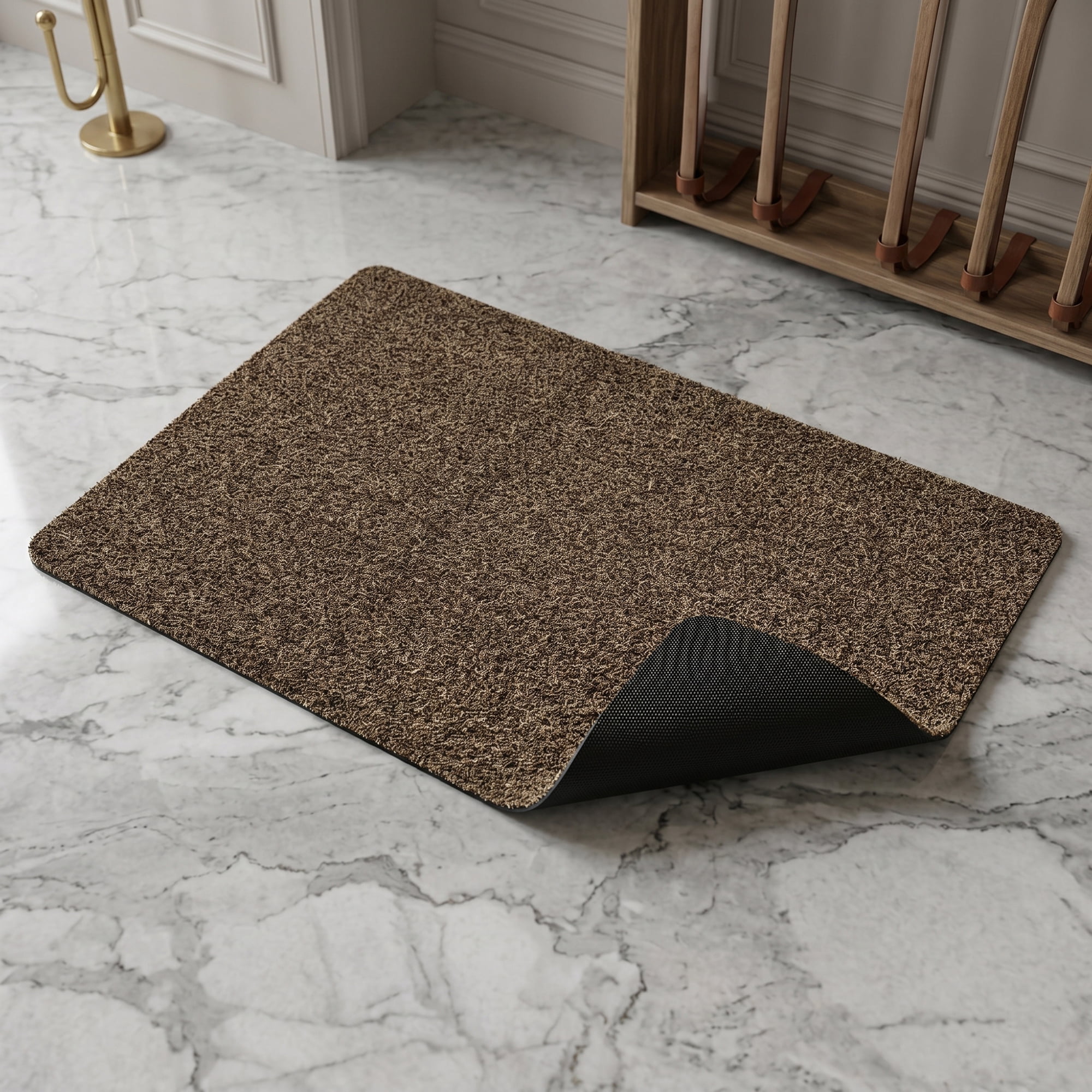 Unique Bargains Waterproof Polypropylene Non Slip Scraper Welcome Mat Brown 26" x 17"