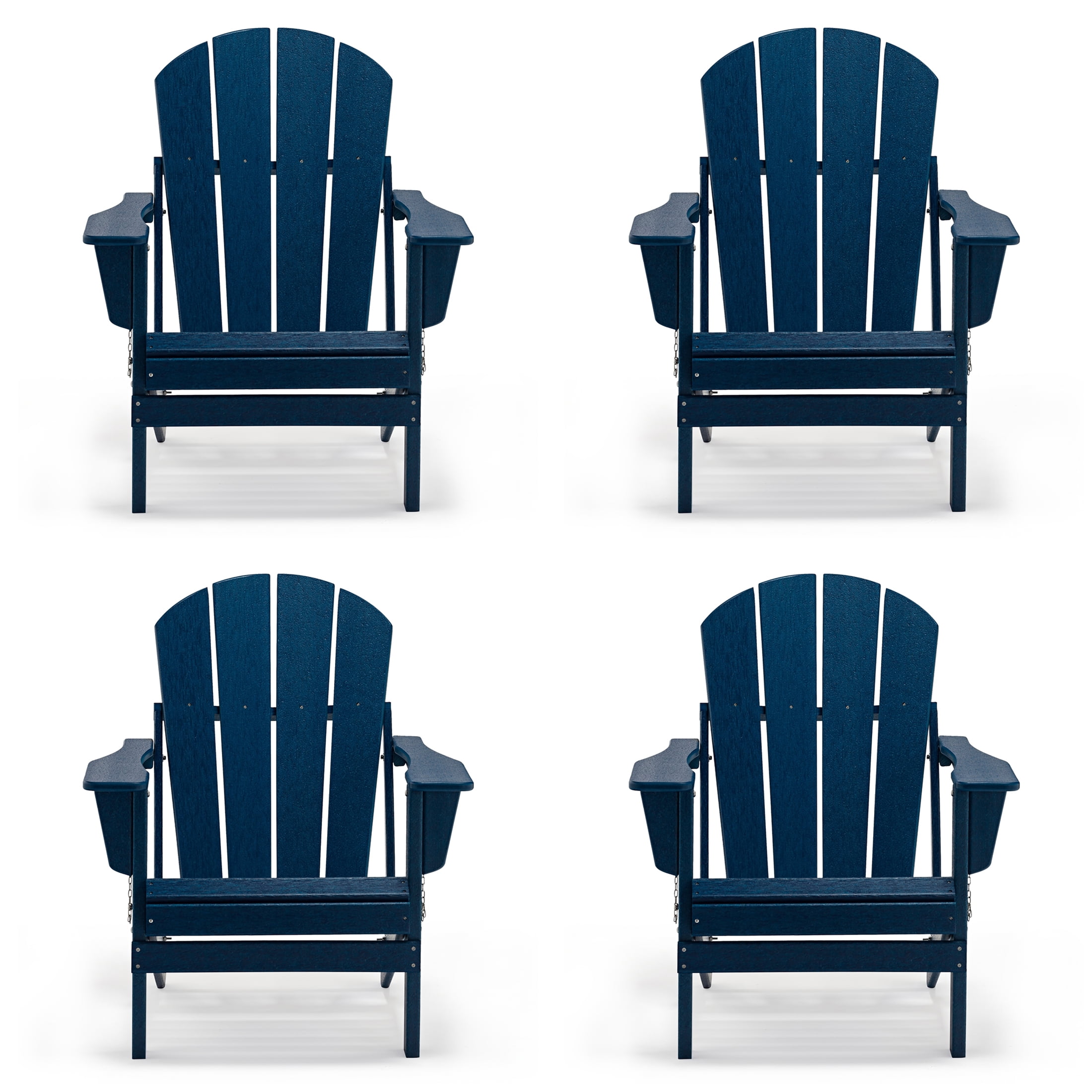 Folding Adirondack Lawn Chairs Set of 4 for Outdoor Patio Garden, Navy Blue