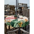 thumbnail image 2 of Outdoor Tablecloth with Umbrella Hole for Patio/Picnic/Party/Camping, Pink Flamingo Waterproof Table Cloth Round Cover Washable, Summer Tropical Palm Leaves Rustic Burlap (Dia 54"), 2 of 9