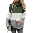 thumbnail image 2 of IROINNID Reduced Womens Sweater Turtleneck Pullover Sweater Color Block Casual Mid-Length Long Sleeve Autumn and Winter Blouse Knitting Patchwork Tops Sweaters, 2 of 7