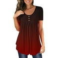 thumbnail image 2 of Women's Short Sleeve T-shirt Women'S Tunic Tops For Leggings Short Sleeve Shirts Up Casual Ruched Blouses Clothes,Red Women's Short sleeve T-shirt XL, 2 of 5