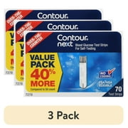 (3 pack) Contour Next Blood Glucose Test Strips Value Pack, 70 Count