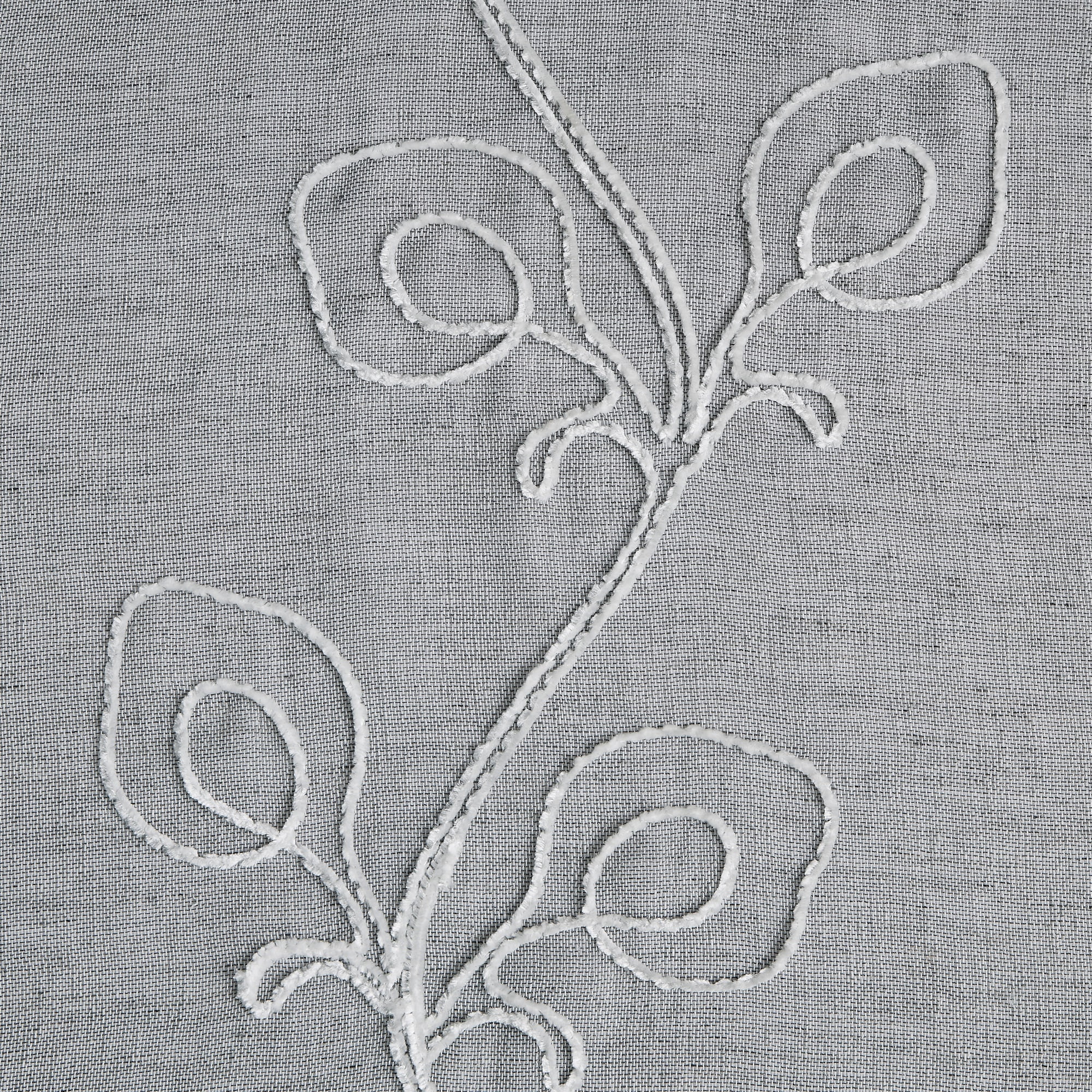 Dainty Home Stella 3D Floral Chenille Embroidered Solid Sheer 76" x 84" Window Curtain Panel Pair in Grey