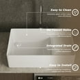 thumbnail image 6 of Perch 24" X 15" Square Ceramic White Vessel Sink Bathroom Sink With Slanted Washboard Design DV-1V0321, 6 of 12