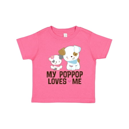 

Inktastic My Pop Pop Loves Me Granddaughter Puppy Gift Toddler Toddler Girl T-Shirt