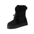 thumbnail image 2 of Women's Winter Faux Fur Trim Snow Boots, Platform Faux Suede Lace-Up Warm Outdoor Boots, 2 of 8