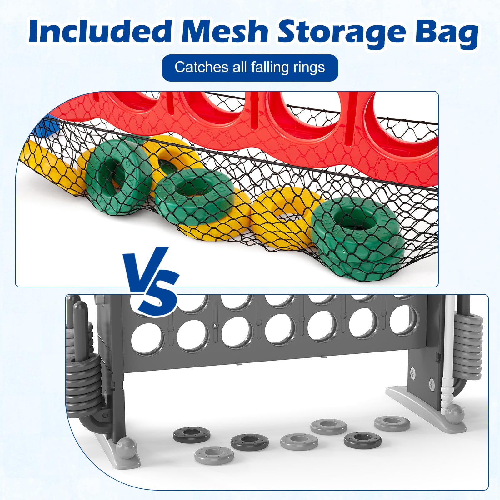 Costway 4-to-Score Giant Game Set 4-in-a-Row Connect Game with Storage Net for Kids & Adult