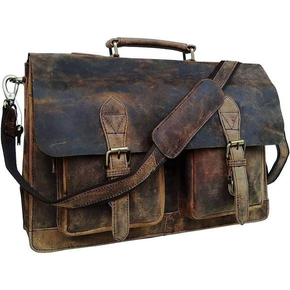 20 Inch Retro Brown Laptop Messenger Bag Office Briefcase Crossbody Travel Bag For Men And Women Bag Office Laptop Bag