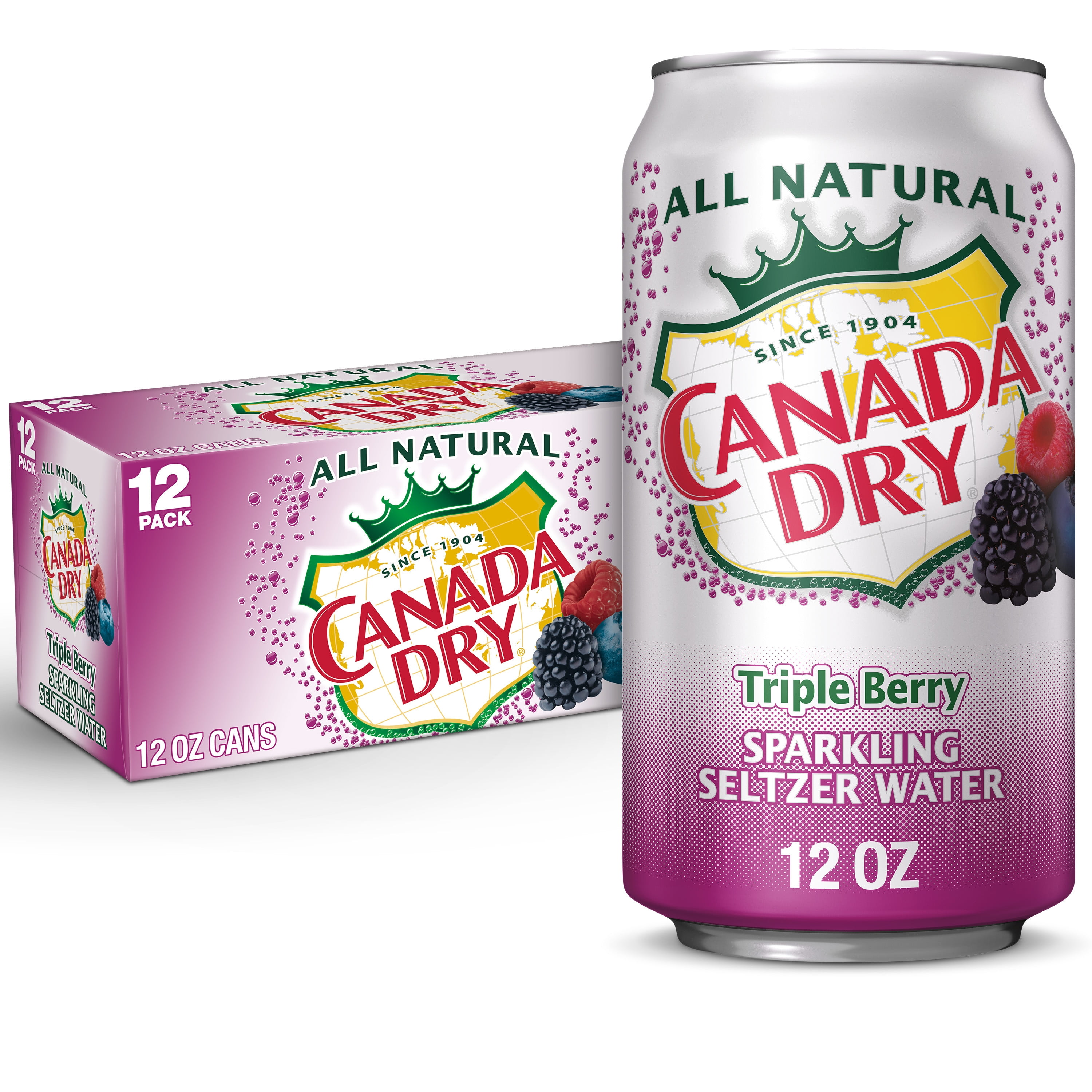 Canada Dry Triple Berry Sparkling Seltzer Water, 12 fl oz cans, 12 pack