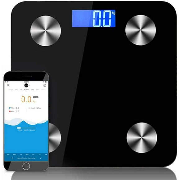 Kunova (TM) 400 lbs Sans Fil Bluetooth Numérique Échelle de Salle de Bain avec IOS et Android Application pour Gérer le Poids Corporel, la Graisse Corporelle, l'Eau, la Masse Musculaire, BMI, BMR, la Masse Osseuse et la Graisse Viscérale