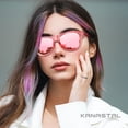 thumbnail image 3 of KANASTAL Sunglasses for Women Men Polarized Pink Mirrored Designer Ladies Sun Glasses UV400 Fashion Square Pink Frame Driving Fishing Travel Summer Beach, 3 of 7