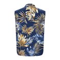 thumbnail image 4 of Chiccall Mens Hawaiian Tank Tops Tropical Beach Graphic Sleeve Shirts Floral Button Down V Neck Pockets Summer Tee Tops L Dark Blue, 4 of 5