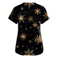 thumbnail image 3 of Women's Christmas Snowflake Print V-Neck Scrub Top with Pockets Festive Holiday Medical Uniform Shirt, 3 of 3