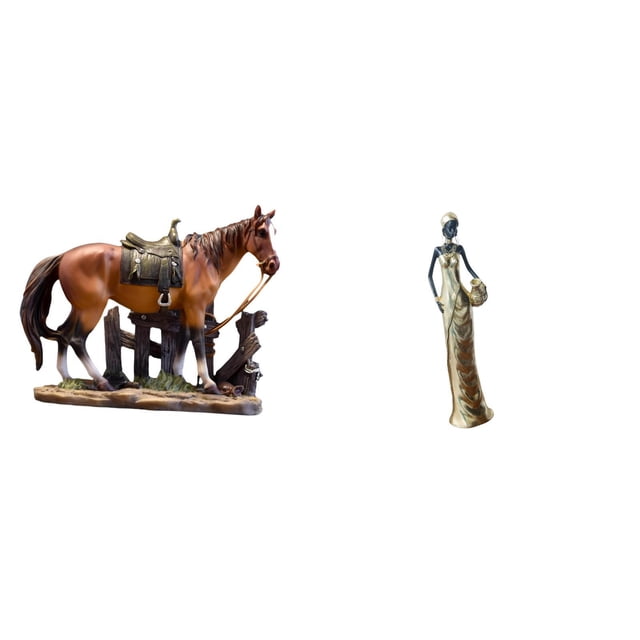 Figura de caballo,Figura coleccionable de caballo en miniatura,Figura de escritorio,Figuras africanas de arte,artesanías,escritorio coleccionable,Estatua de mujer tribal,pieza de arte para