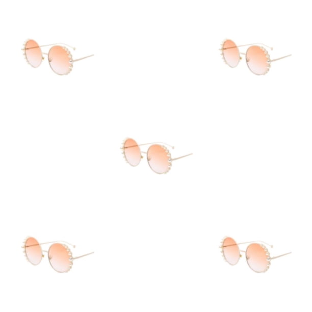 Minnieouse Gafas de sol clásicas de perlas adecuadas para cualquier ocasión Gafas de sol redondas Marco de PC Protección Marco blanco Champagn Type2 NO2