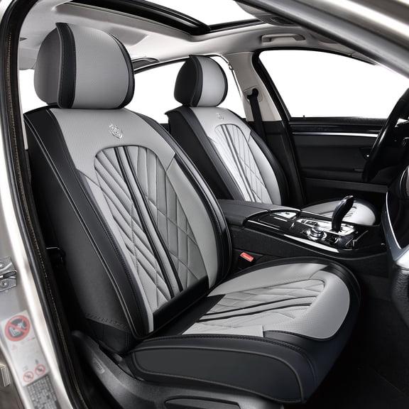 Fit for Ford Mustang mach-e 2022, Wear-Resistant Faux Leather 5 Piece Full Set Anti-Slip Lining Refresh Car Interior, Black and Gray Car Seat Covers, The GT model is not suitable