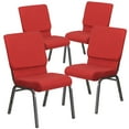 thumbnail image 2 of BizChair 4 Pack 18.5''W Stacking Church Chair in Red Fabric - Silver Vein Frame, 2 of 10