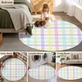 thumbnail image 5 of Round Rug 6Ft Washable Non-Slip, Green Beige Plaid Circle Area Rugs for Living Room Bedroom, Buffalo Farmhouse Art Checkered Indoor Floor Mats Carpet Runner for Home Decor Aesthetic, 5 of 8