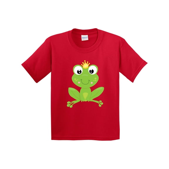 Inktastic Cute Frog, Green Frog, Crown, Frog Prince Youth T-Shirt