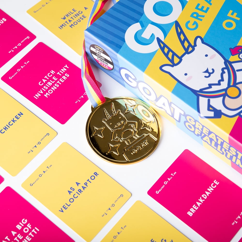 Greatest of All Time GOAT Card Game by Taco Cat Goat Cheese Pizza | Hilarious Twist on Charades | Funny Improv Family Game for Kids, Teens & Adults | Great Icebreaker for Game Night | 3–8 Players