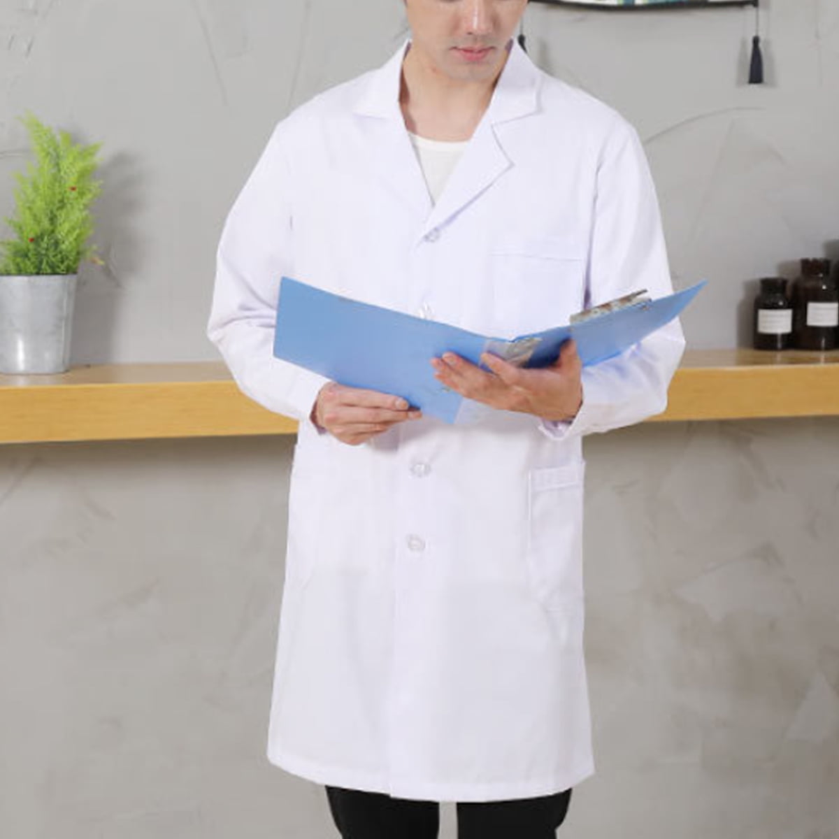 Manteau de Laboratoire Blanc Vêtements de Médecin Manches Courtes