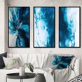 thumbnail image 1 of Designart "Blue Onyx Marble Essence" Abstract Framed Wall Art Set Of 3 - Teal Abstract Frame Gallery Wall Set For Home Decor, 1 of 6