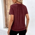 thumbnail image 5 of MEICHEN Womens Tops Short Sleeve V Neck T Shirts Casual Beach Vacation Clothes Loose Ruched Blouse Womens Summer Essentials Tops, 5 of 6