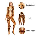 thumbnail image 3 of Traje de gato con estampado 3D de leopardo de Zawaland, disfraz de lobo para fiesta de Halloween, mono Zentai unisex con cola, traje de bondage, 3 of 5