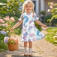 thumbnail image 3 of Avrntaa Girls Short Sleeve Casual Dress Funny Print Flowy Hem Dress Summer A-line Dresses for 3-12 Y, 3 of 8