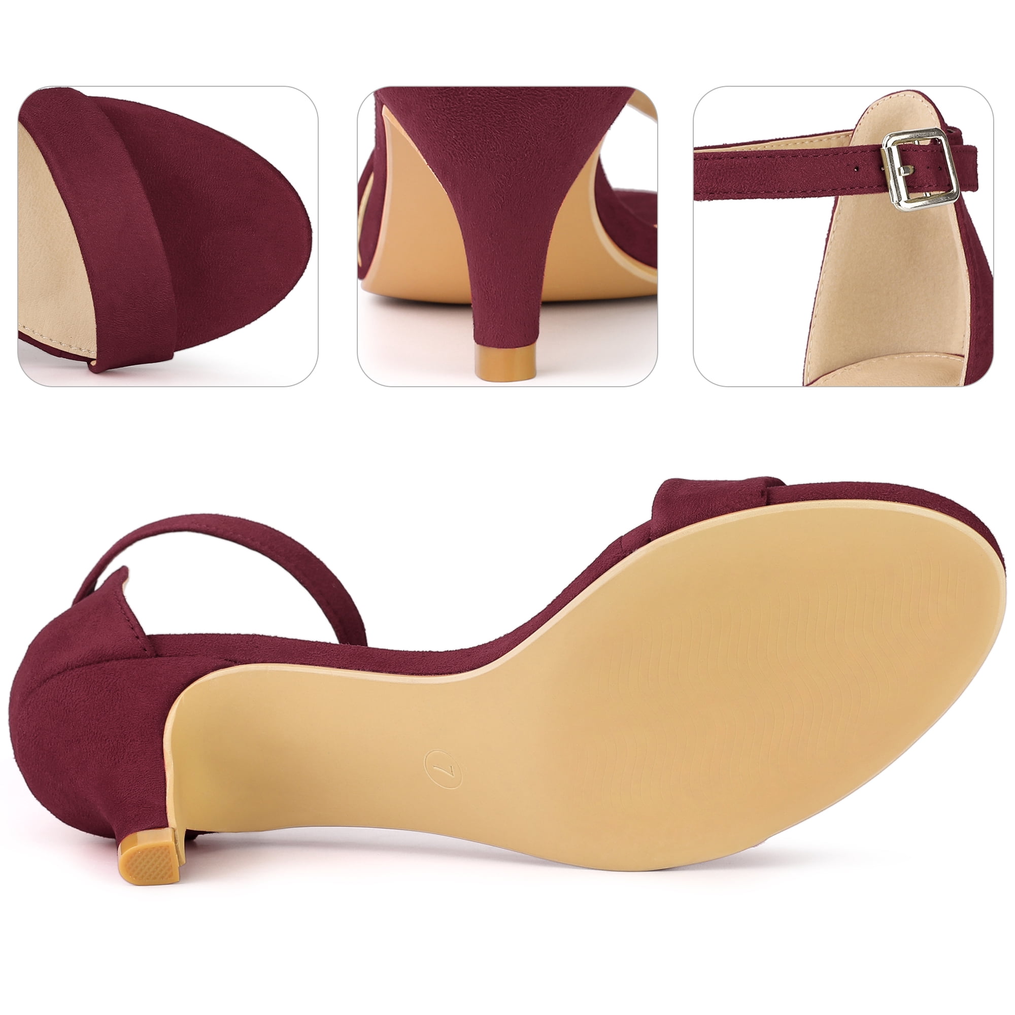 Unique Bargains Women's Kitten Heel Open Toe Ankle Strap High Heels Sandals