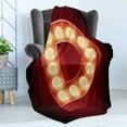 thumbnail image 4 of Letter D Soft Flannel Fleece Throw Blanket, D with Electricity Theme Old Fashioned Cinema Theater Show, Cozy Plush for Indoor and Outdoor Use, 50" x 70", Vermilion Yellow Black, by Ambesonne, 4 of 5