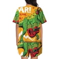 thumbnail image 3 of Naloa Cool Dinosaur Playing Guitar Women's Short-Sleeved Pajama Set, Loungewear, Summer pajamas, Breathable Cozy - Medium, 3 of 9