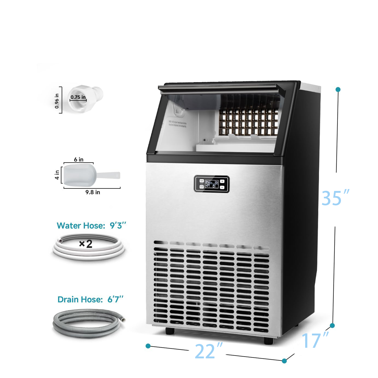 Cooler Depot Commercial Ice Maker  198Lbs/24H, ETL, 55Lbs Storage, NSF Certified