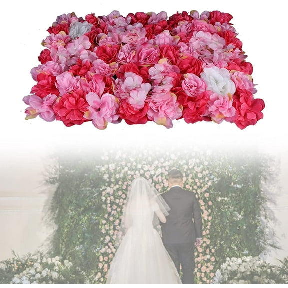 FETCOI 6 Pcs Artificial Flower Wall Panels DecorSilk Rose Flower Wall Mat 16" x 24" Rayon Flower Wall for Wedding Backdrop Photography Event Venue Decoration