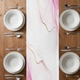 thumbnail image 6 of Marble Pink Table Runner - 108 Inch Long, Kitchen Dining Table Runner Dresser Scarves, Gold White Modern Gradient Ocean Wavy Ripple Farmhouse Decor for Coffee Tables Wedding Party Banquet, 6 of 8