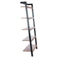 thumbnail image 5 of SAFAVIEH Beauregard 5 Tier Leaning Etagere Bookcase, Natural/Charcoal (31.5 in. W x 11 in. D x 72.4 in. H), 5 of 11