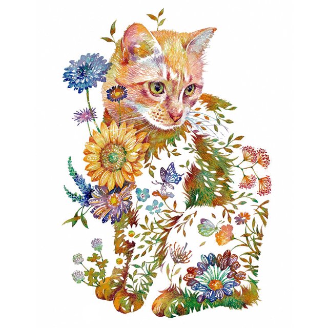 Hilo de bordar Kit completo de punto de cruz de gato impreso de algodón ecológico de 9 quilates (6) FLhrweasw Nuevo