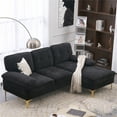 thumbnail image 2 of Resenkos Modern Upholstered Sofa Couch with Reversible Sofa Chaise, Chenille Fabric Sectional Sofa Set Black, 2 of 10