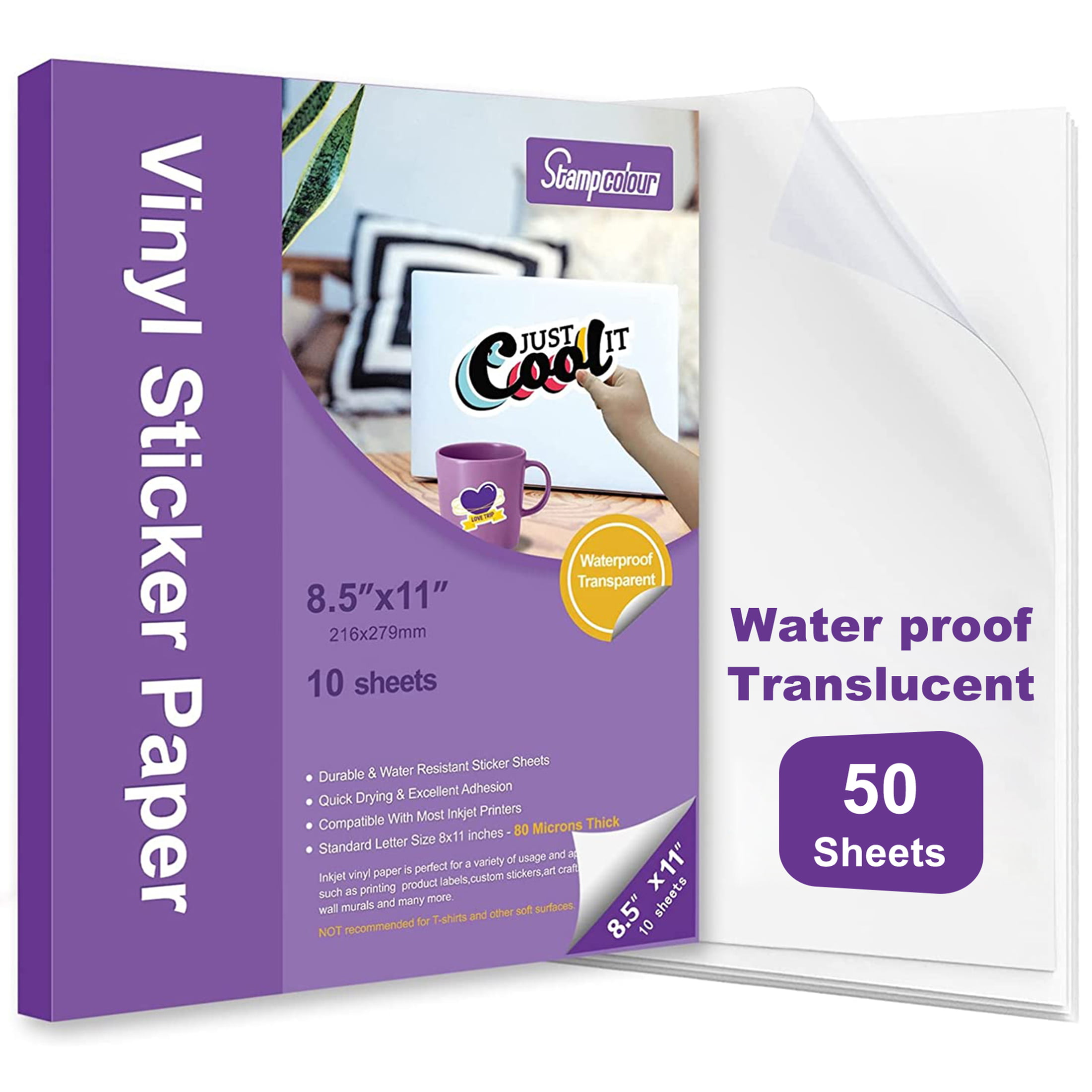 Oopsu 25 Sheets Matte White Waterproof Decal Paper Premium Printable Vinyl Sticker Paper for Inkjet Printer 