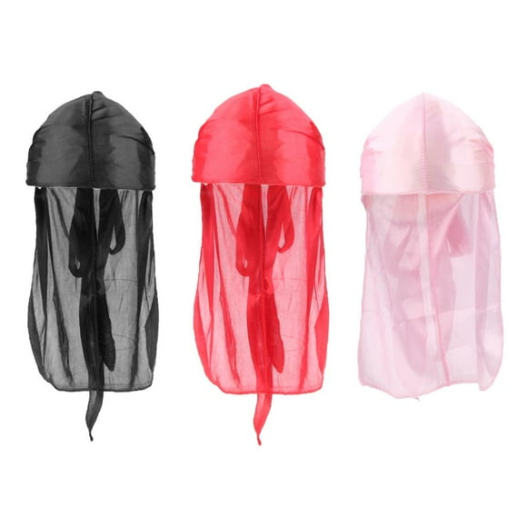 3pcs Mujeres Gorro de Larga Pérdida de Cabello Bufanda Sombrero Pirata Gorro + rojo + rosa Sunnimix Mujer Hombre Durag Sombreros