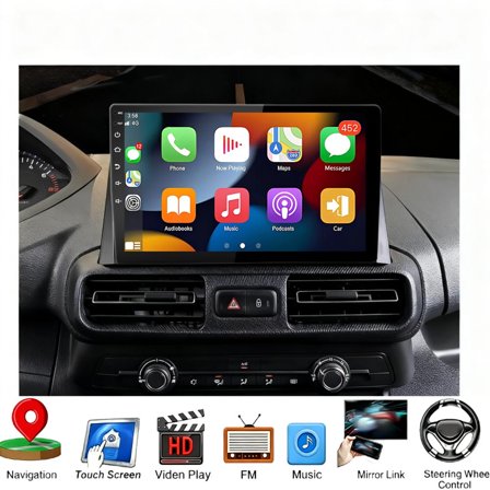 Molaner Double Din Car Stereo Radio for Peugeot Partner 2008-2019 Fit for Carplay&Android Auto, 10.1 inch HD Touchscreen with Bluetooth, Car Audio Receivers,MirrorLink, FM Radio, 4 64G