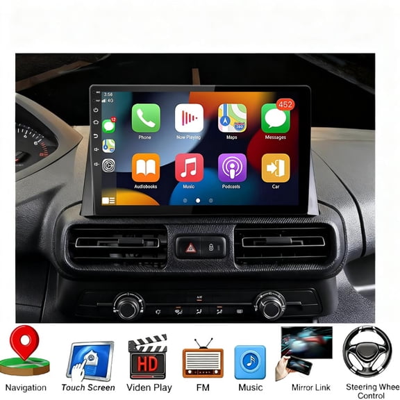 Molaner Double Din Car Stereo Radio for Peugeot Partner 2008-2019 Fit for Carplay&Android Auto, 10.1 inch HD Touchscreen with Bluetooth, Car Audio Receivers,MirrorLink, FM Radio, 4 64G