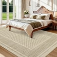 thumbnail image 2 of HOMERRY Large Geometric Plaid Non-Shedding Area Rug 9' x 12' for Living Room Washable Indoor Carpet, Beige, 2 of 6