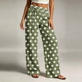 thumbnail image 5 of hoksml Women's Polka Dot Wide Leg Pants Fold Over Drawstring High Waist Casual Everyday Trousers, 5 of 6